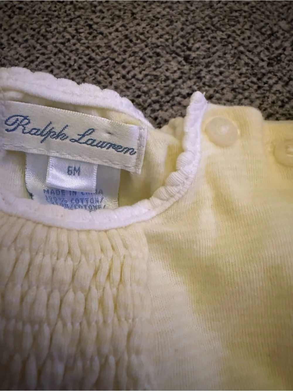 Ralph Lauren Pale Yellow Smocked Infant Romper